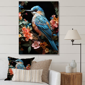 Teal Orange Hummingbird Enchanting Hum Pastoral - Hummingbird Canvas Wall Art